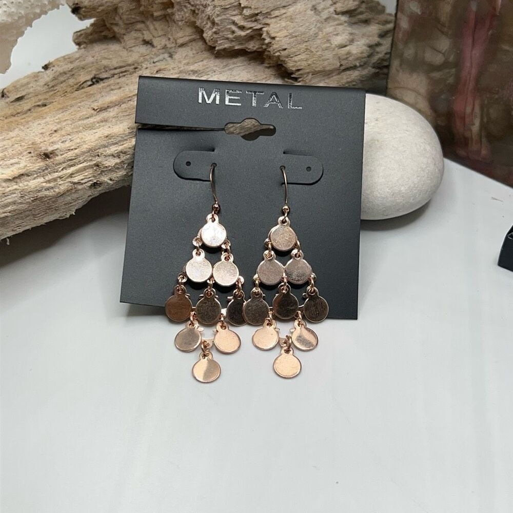 Metal Rose Gold Dangle Earrings $16 or bundle 3 for $25